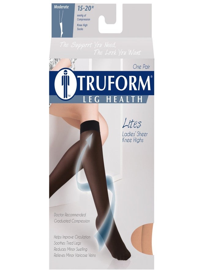 Truform Sheer Compression Stockings, 15-20 mmHg, Women's Knee High Length, 20 Denier, Beige, Medium - Image 4